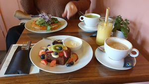 Vegan banana bread with fruit and soy yoghurt at First Eet in Arnhem