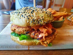 Very delicious vegan kimchi burger at First Eet in Arnhem