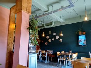 Some of the inside seating at First Eet in Arnhem