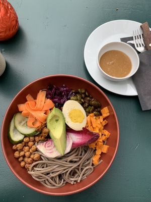 Bowl with vegan egg  at First Eet in Arnhem
