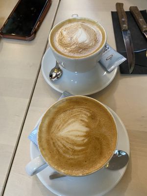 Oat flat white with vegan cookie  at First Eet in Arnhem