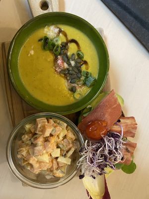 Lentil soup & 1/2 BLT sandwich & sweet potato salad  at First Eet in Arnhem