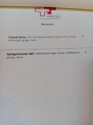 Mocktail menu (June 2025) at First Eet in Arnhem