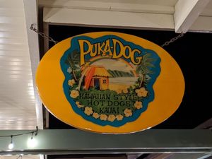 Signage at Puka Dog in Koloa