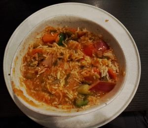 It looked much better when I got it. I messed it up by adding rice. at Masala Craft in Williamsburg