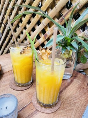 Non-alcoholic cocktails  at Pizza Papi in Tulum