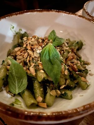 Pesto pasta  at Pizza Papi in Tulum