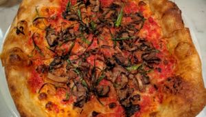 Funghi pizza at Freesoulcaffe in Tustin