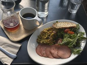 Eggs and Ham breakfastt  at Freesoulcaffe in Tustin