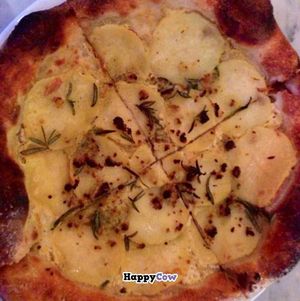 potato pizza that tastes like potatoes au gratin! yum! my fav! at Freesoulcaffe in Tustin