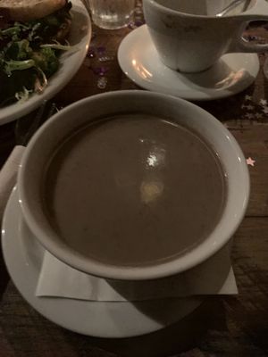 The soup of the day (some sort of mushroom soup) at Freesoulcaffe in Tustin