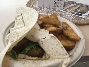 Falafel & hummus wrap  at Café MAM in Carolina