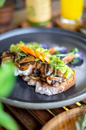 Balsamic Mushroom Avocado on VG GF Sourdough Toast at Sayavegan in Kuta