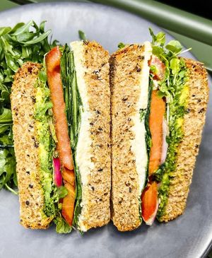 Vegan sandwhich with vegan cheese at Cafe Patachou - Hazel Dell in Carmel