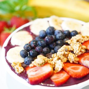 Our Açaí Bowl is made with 100% raw, organic and wild-harvested açaí! at SoBe Vegan in Miami Beach