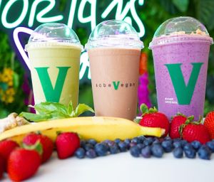 Our Go Green, PB & C and Pitaya Protein smoothies are delicious and gluten-free! at SoBe Vegan in Miami Beach