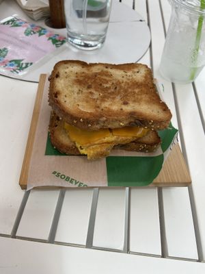 Egg cheese & bacon sandwich  at SoBe Vegan in Miami Beach