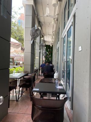 Outdoor seating  at SoBe Vegan in Miami Beach