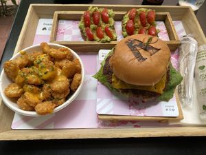 Avocado toast, burger & egg and cheese bowl  at SoBe Vegan in Miami Beach