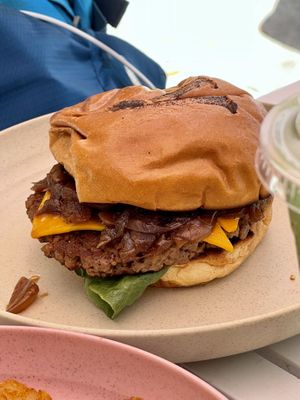 Cheeze burger 🍔   at SoBe Vegan in Miami Beach