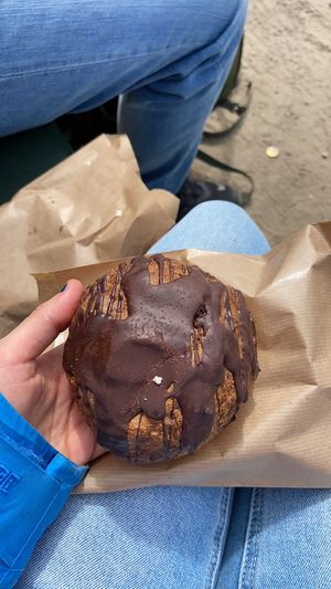 Chocolate pastry with chocolate inside   at Landbageriet - Naturbageriet in Copenhagen