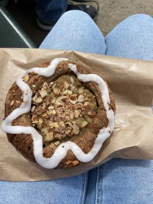 Spandauer with pistachio filling  at Landbageriet - Naturbageriet in Copenhagen