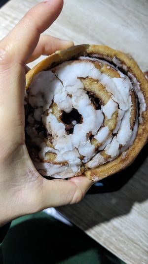 Cinnamon bun the day after (still very fresh and tasty) at Landbageriet - Naturbageriet in Copenhagen