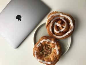 cinnamon roll and nuts pastry at Landbageriet - Naturbageriet in Copenhagen