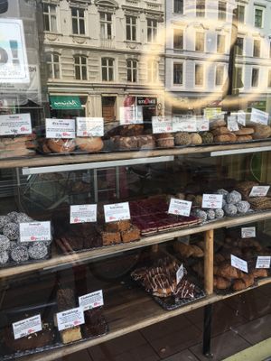 the front with reflection at Landbageriet - Naturbageriet in Copenhagen