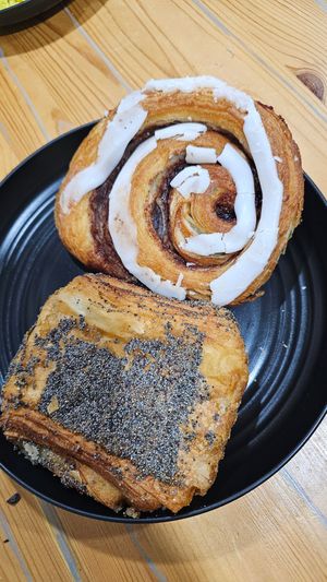 Cinnamon Bun & Poppy Seed Pastry at Landbageriet - Naturbageriet in Copenhagen