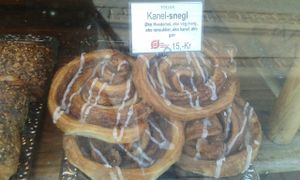 Huge cinnamon rolls at Landbageriet - Naturbageriet in Copenhagen
