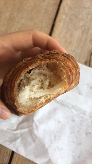 Inside of a croissant at Landbageriet - Naturbageriet in Copenhagen