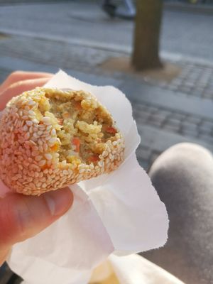 Salty sesam ball - little bit too dry at Landbageriet - Naturbageriet in Copenhagen