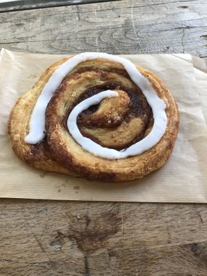 Delicious cinnamon roll type flaky vegan pastry! at Landbageriet - Naturbageriet in Copenhagen