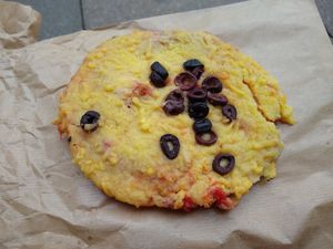 Vegan foccacia pizza at Landbageriet - Naturbageriet in Copenhagen
