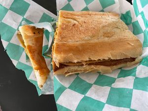 Cuban sandwich- filling and large at Sarasota Vegan Deli in Sarasota