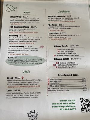 Menu1 at Sarasota Vegan Deli in Sarasota