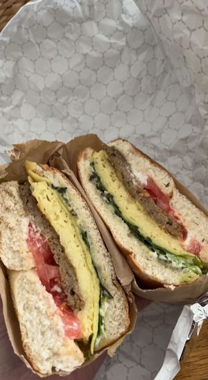 Plain bagel sandwich with no seitan bacon  at Sarasota Vegan Deli in Sarasota