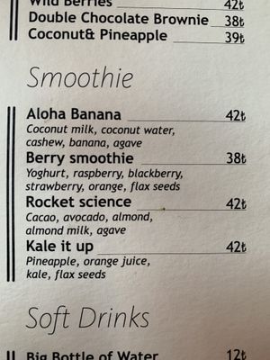 Smoothie options  at Kukina Caferia in Fethiye