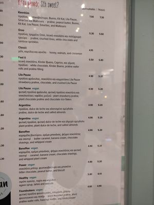 Menu at Keenkies in Athens