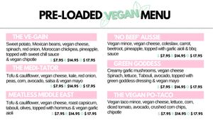 Vegan Menu at Mr Potato in Parafield