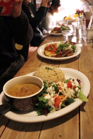 Vegan dinner plates at Modernark in Kobe