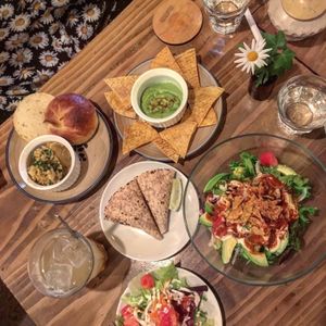 Nachos and guac, taco salad at Modernark in Kobe