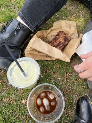 chocolate banana bread, smoothie, iced coffee  at Le Country Store in Nice