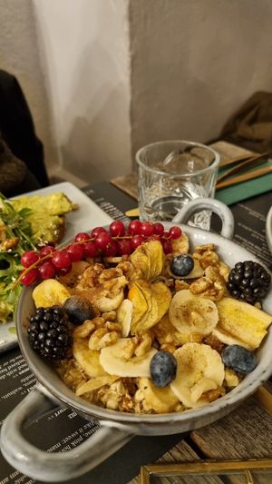 Banana bread bowl (a bit dry, but good) at Hildebrandt Café in Vienna