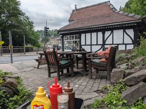 Outside seating at The Tor Cafe in Cromford