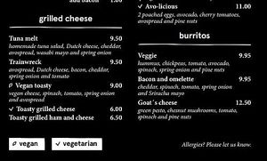 vegan options at 30ML Coffee & Food - Arena in Amsterdam