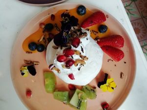 Fruit and pavlova at Linnaean in South West London