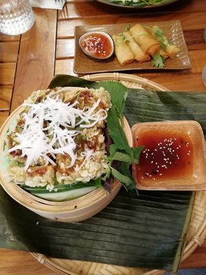 Vegan options with tofu available and very very delicious spring rolls! at Pho 45 in Erfurt