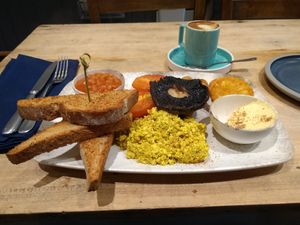 Big Figaro breakfast and coffee at Figaro in Wingerworth